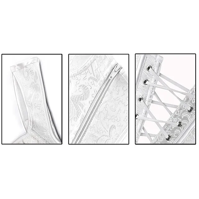 Corset Women's Corsets Halloween Wedding Party Party & Evening Plus Size Black White Purple Breathable Overbust Corset Zipper Lace Up Backless Tummy Control Push Up Flower All Seasons