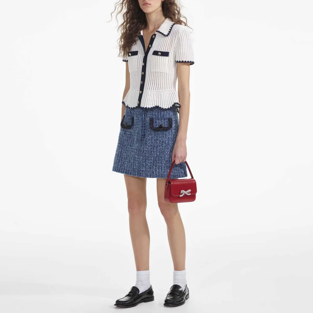 Textured Denim Mini Skirt