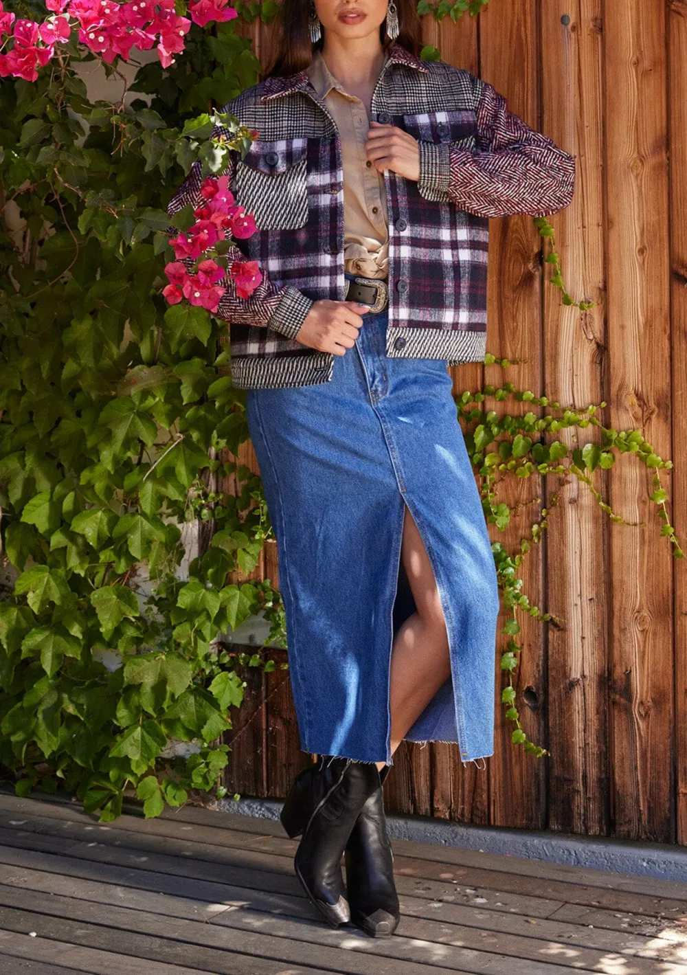 Plaid Long Sleeve Jacket