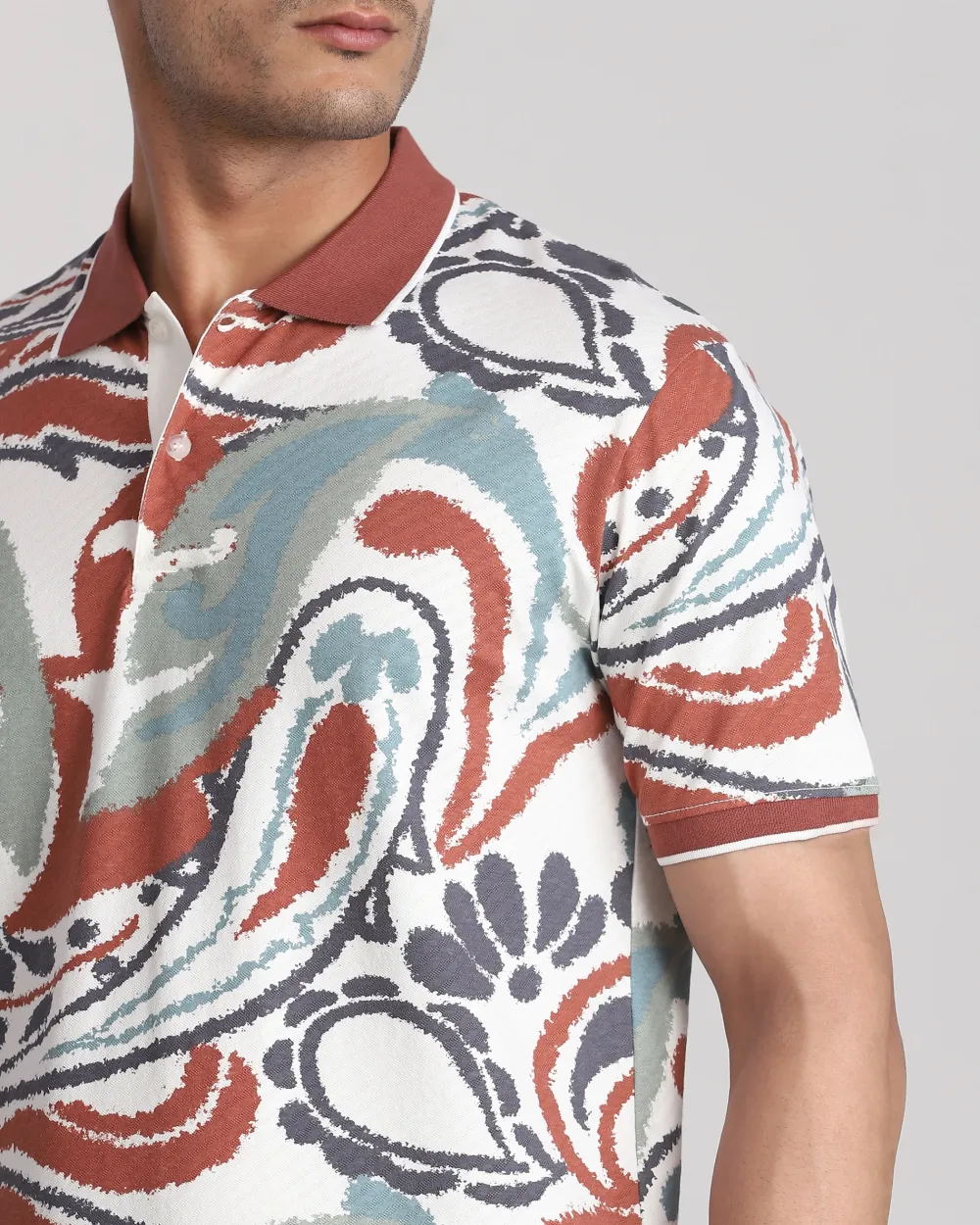 Casual Minimalist Personality Brown Printing Polo Shirt