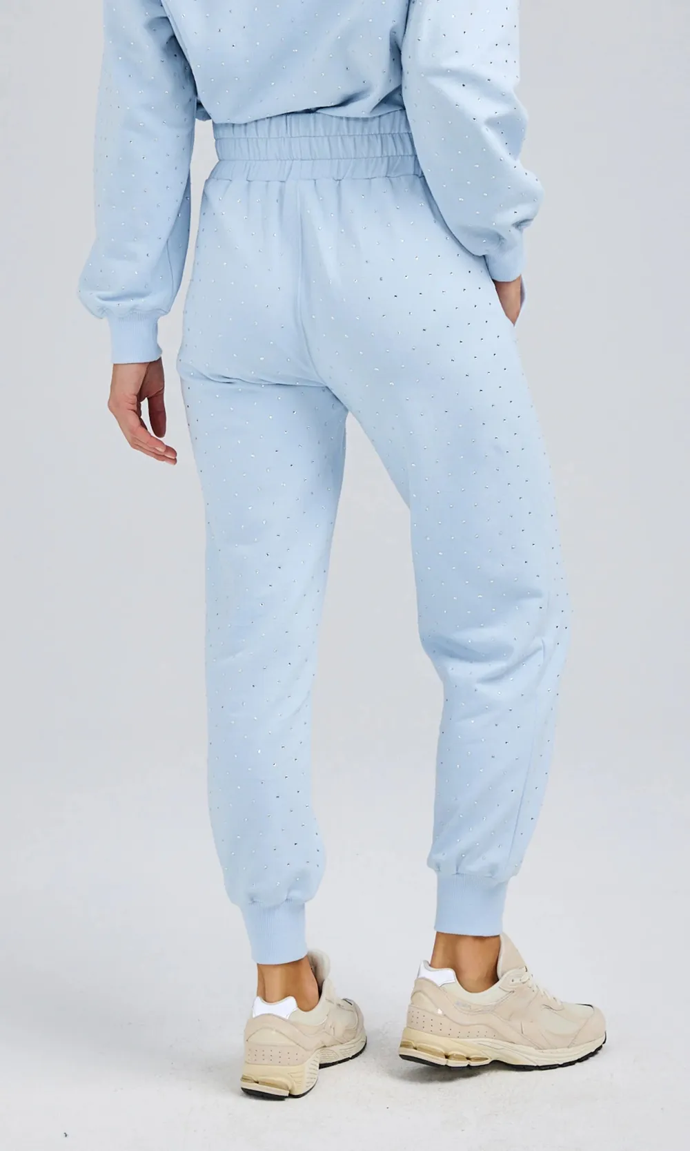 Elastic Waist Rhinestone Sweatpants
