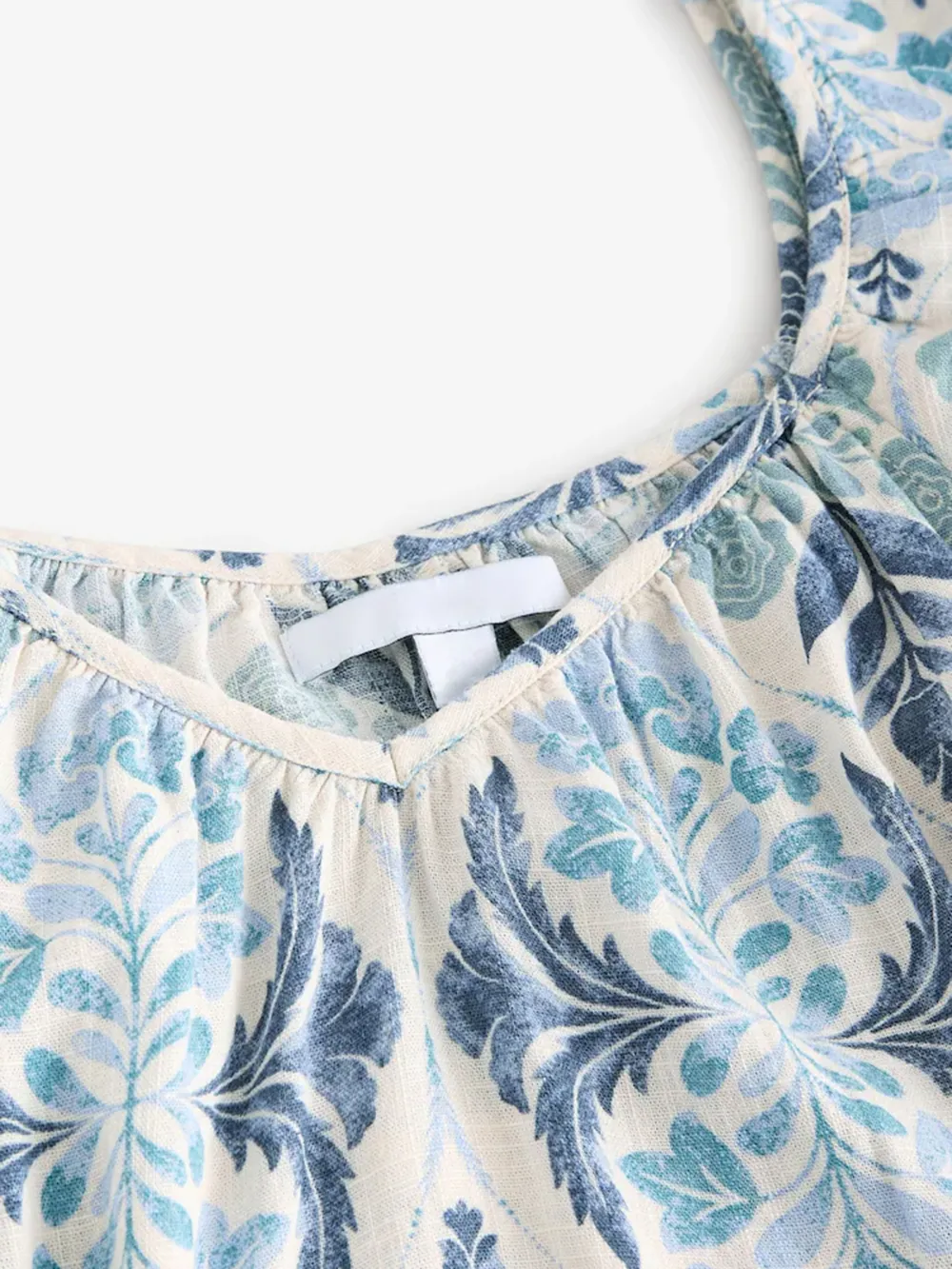 Summer Leisure Loose Blue Floral Print V-Neck Dress