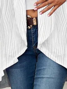 Loose Casual Shawl Collar Plain Kimono