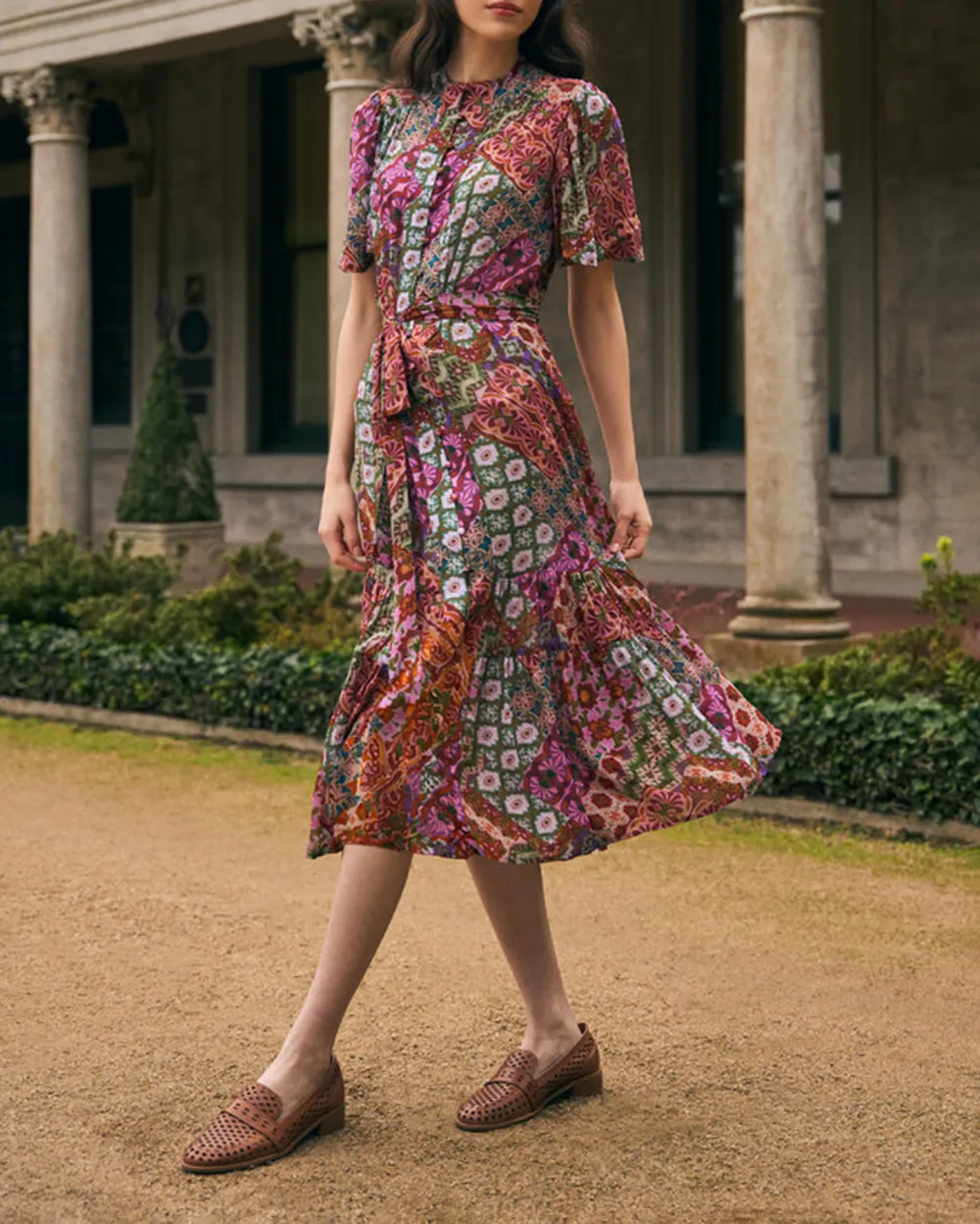 Georgette Flutter Sleeve Dress