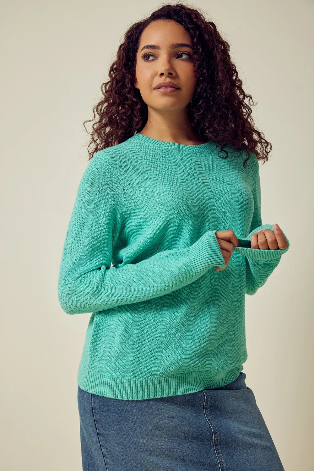 M&Co Light Green Ribbed Knit Jumper