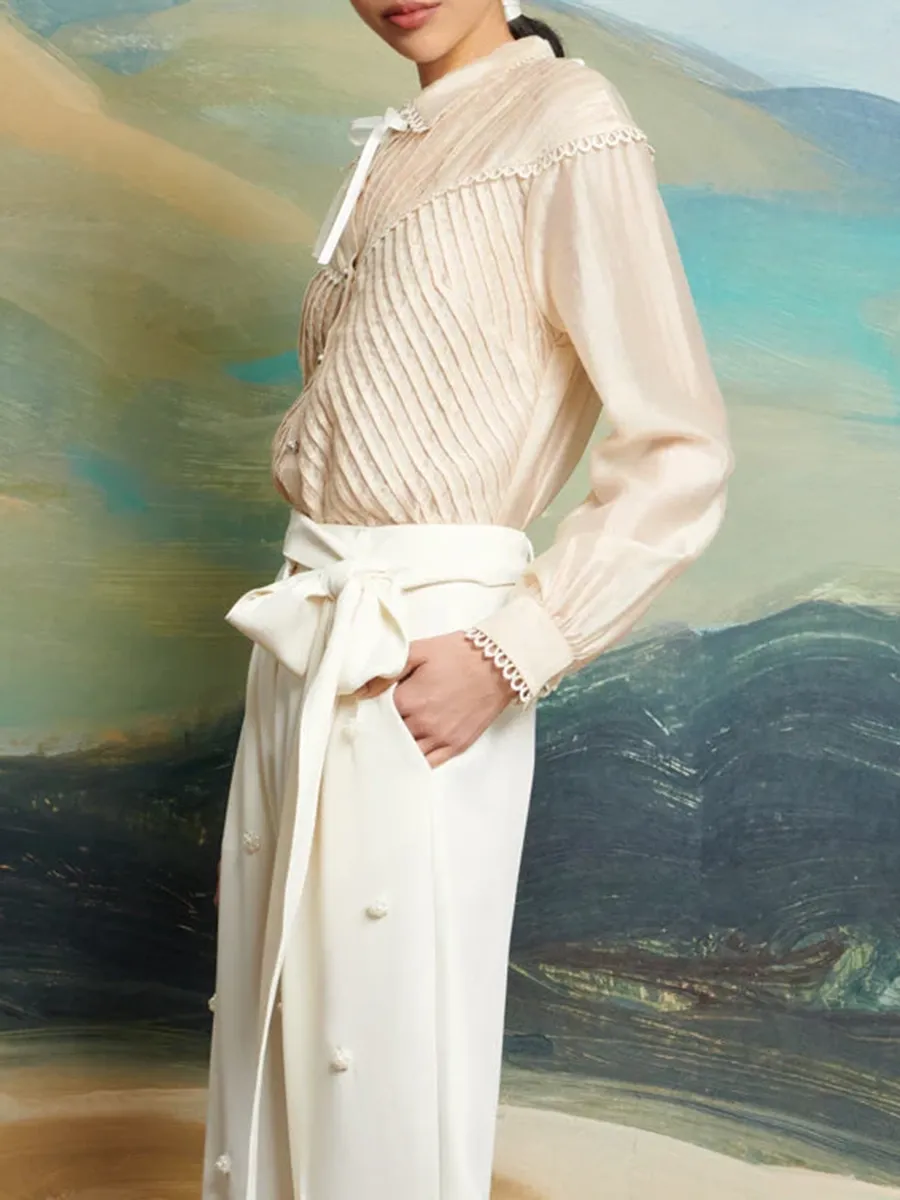 Casual Lace Ruffle Blouse