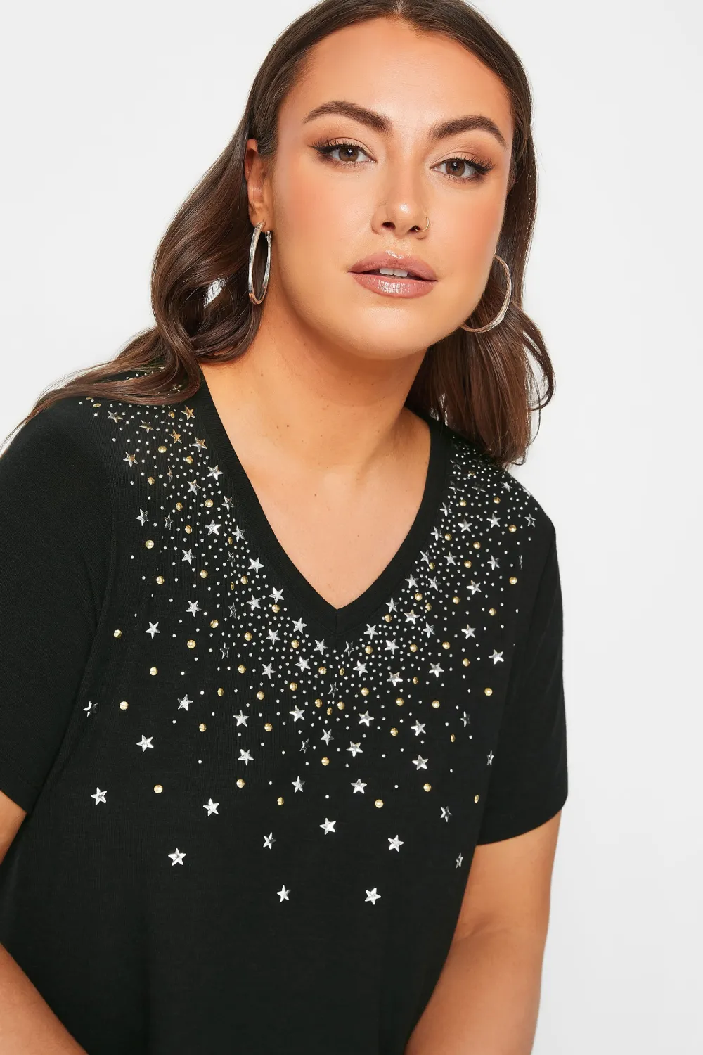 YOURS Curve Black Embellished Swing Top