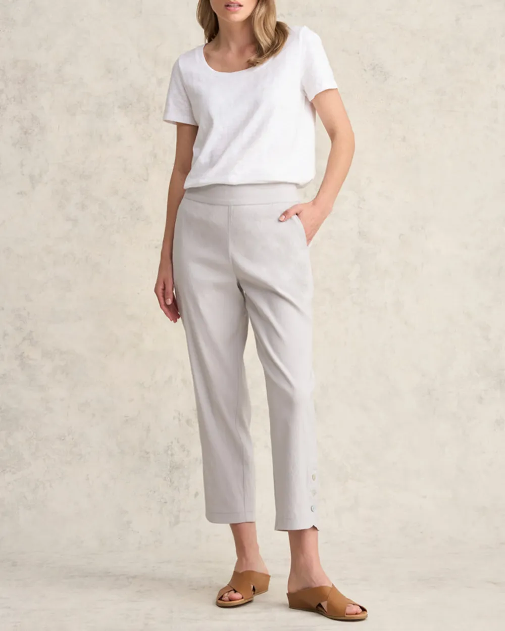 Curved Hem Linen Trousers