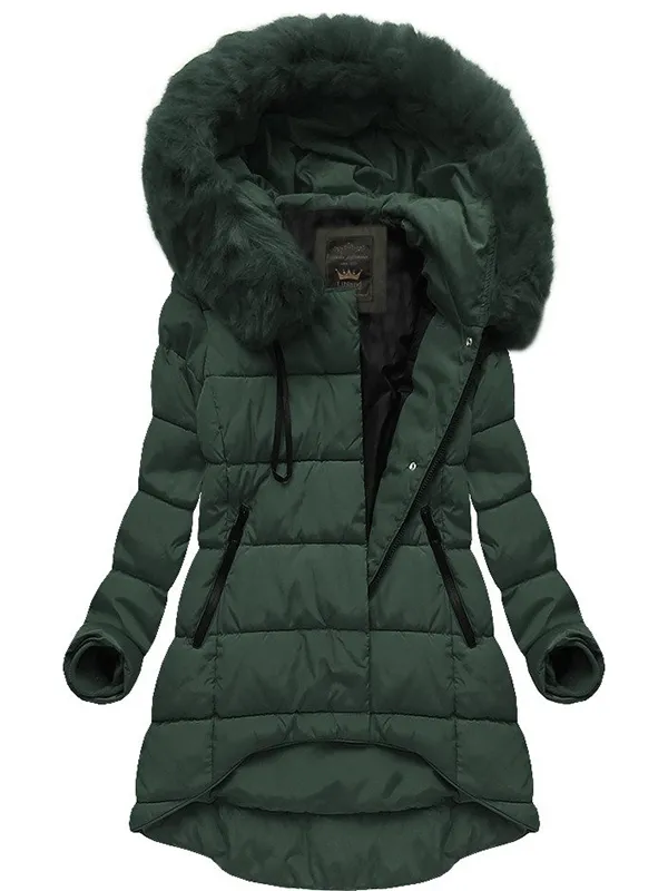 Red asymmetric ladies winter jacket