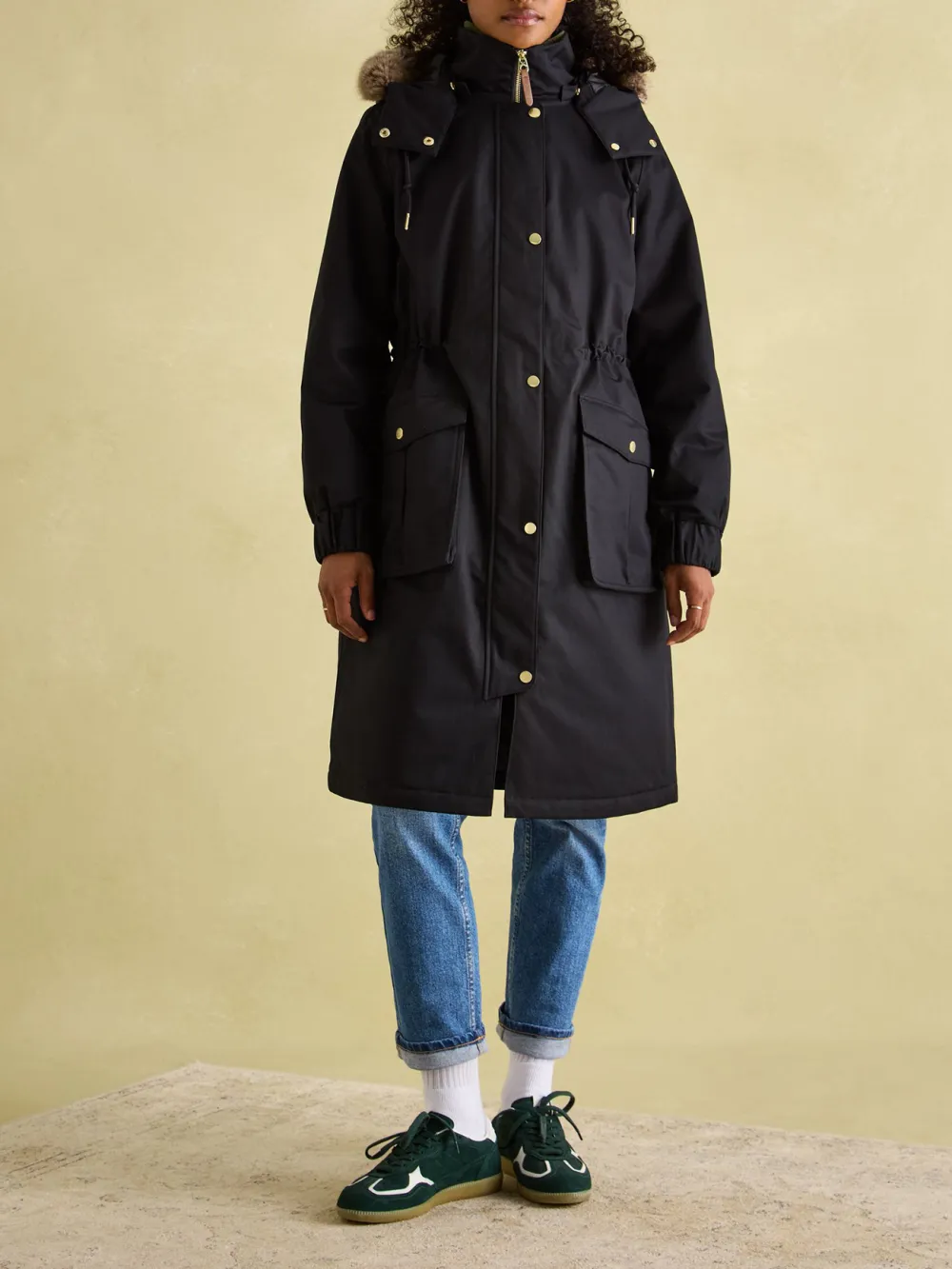 Cosy Black Waterproof Fleece Lined Raincoat