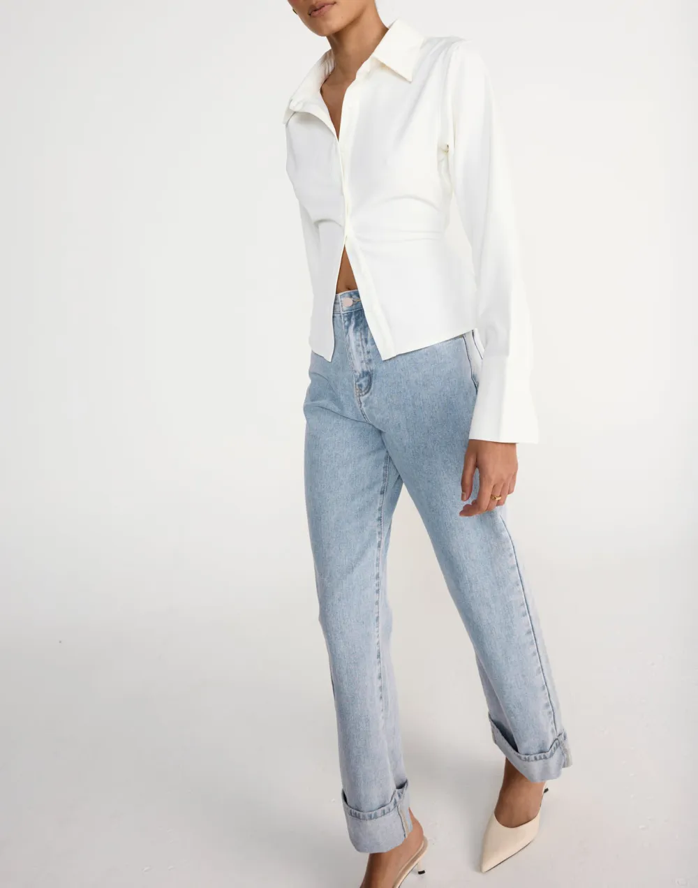 Adjustable Tie Cropped Shirt Top