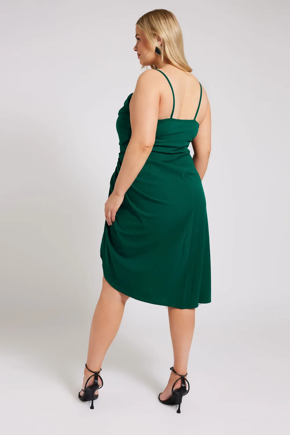 YOURS LONDON Curve Green Cowl Neck Gathered Dress