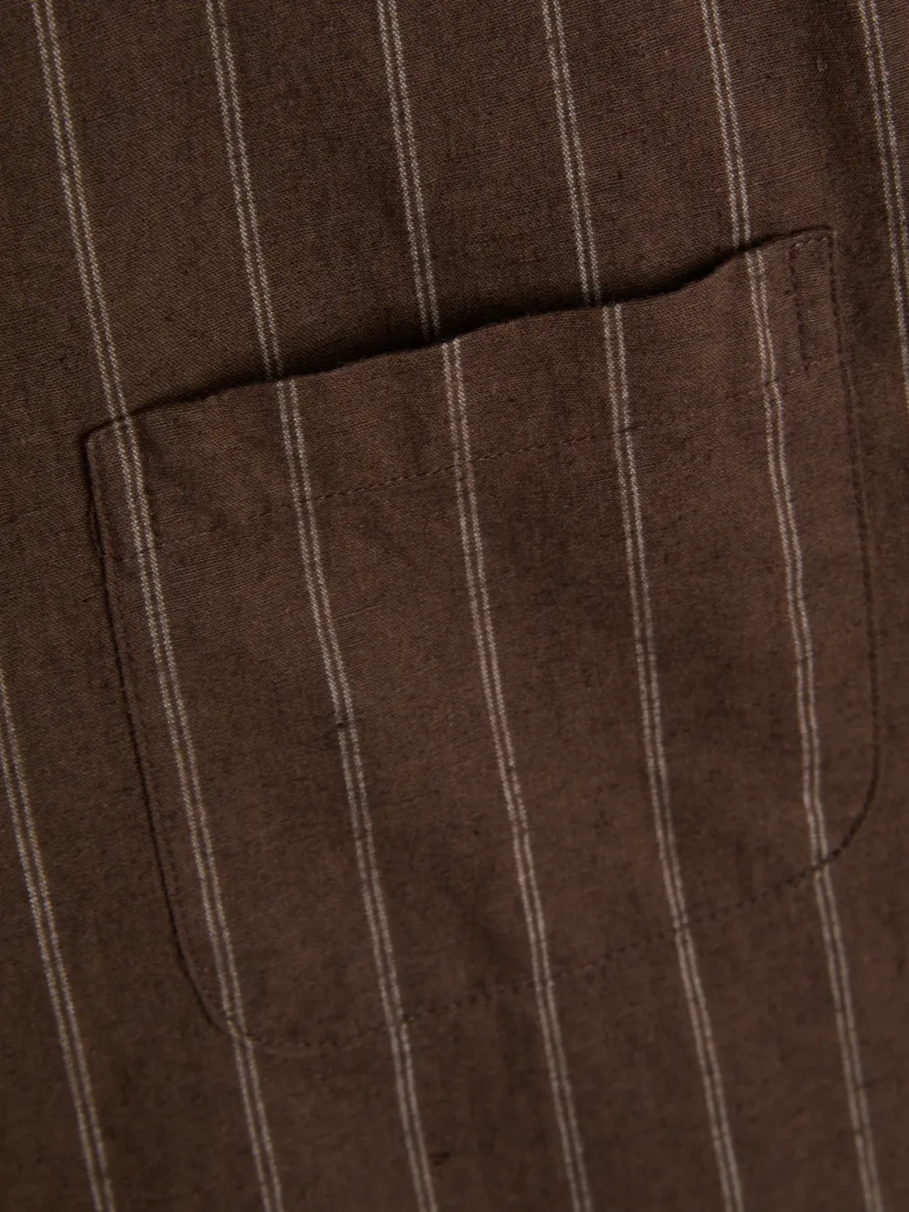 Brown Short Sleeve Cotton-Linen Shirt