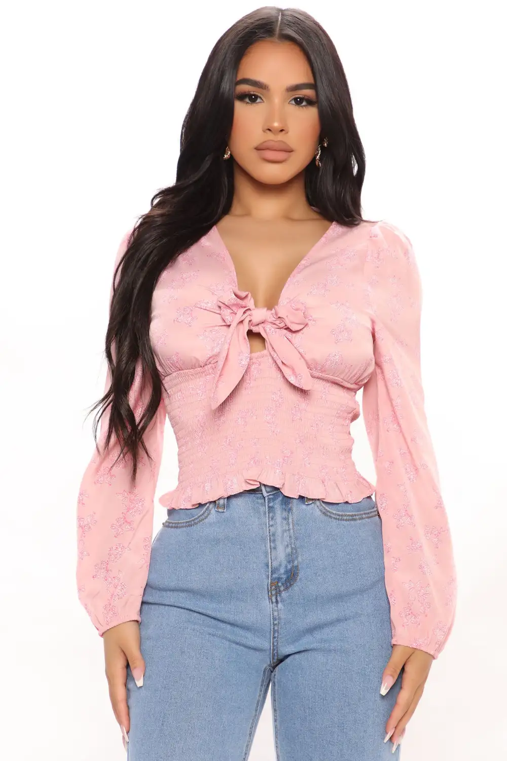 Dose Of Florals Tie Front Top - Mauve