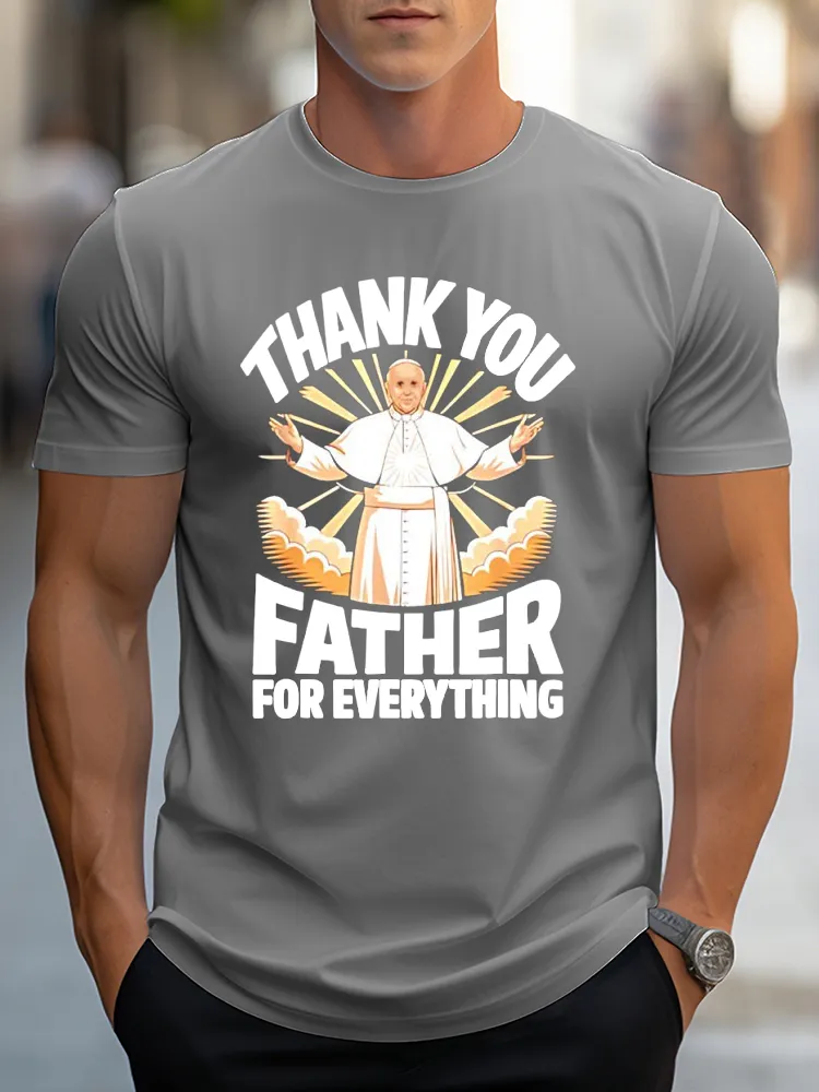 Men's Thank You Father 1936-2025 Print Short Sleeve Round Neck Cotton T-Shirt