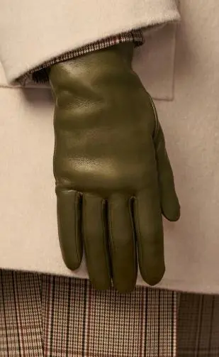 Pure Green Cashmere Lined Lambskin Gloves