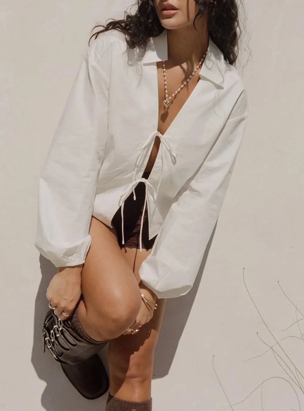 Puff Sleeve Cropped Shirt