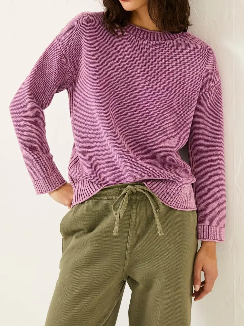 Purple Crew Neck Knitted 100% Cotton Jumper