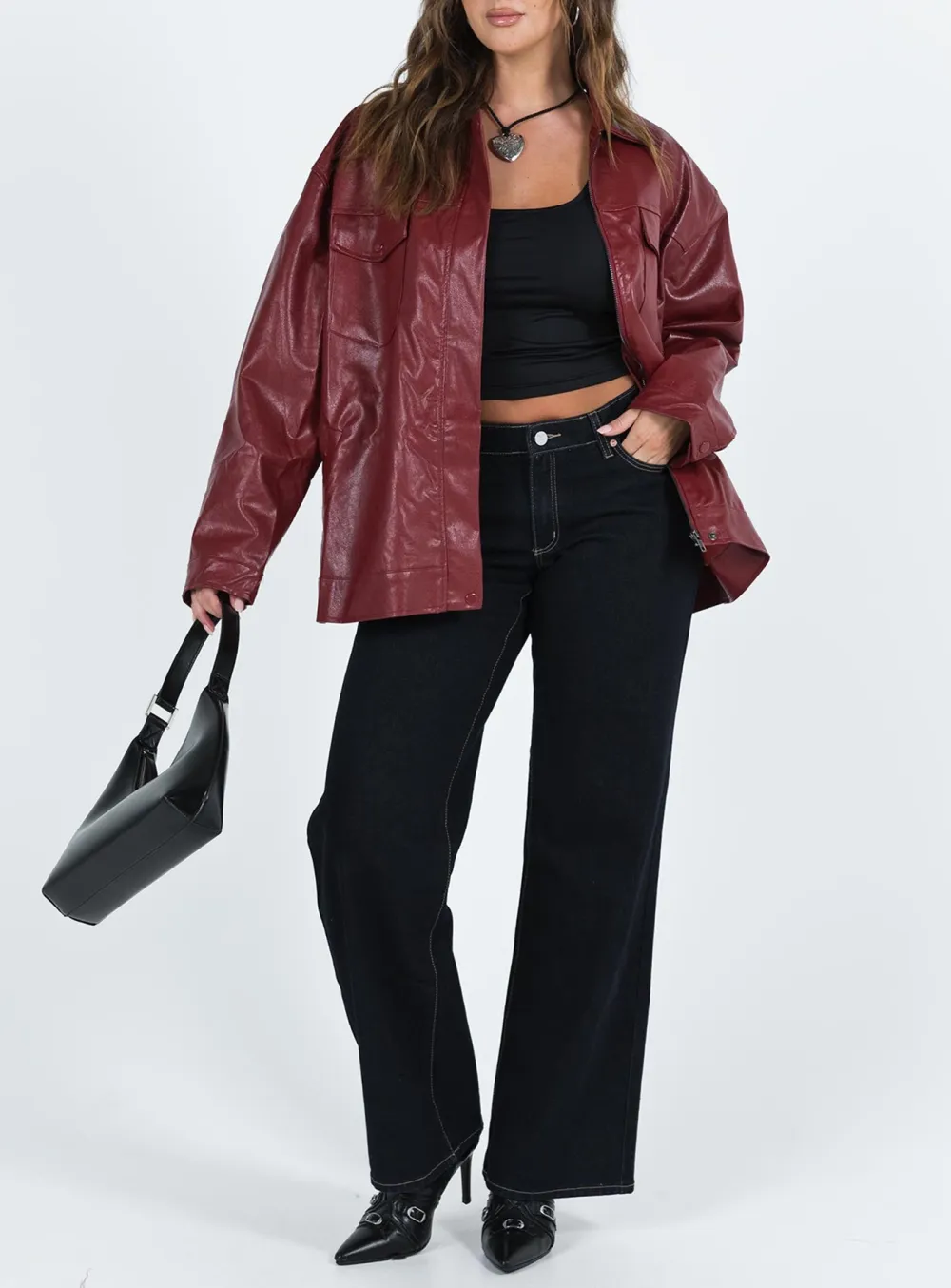 Classic Faux Leather Button Up Jacket