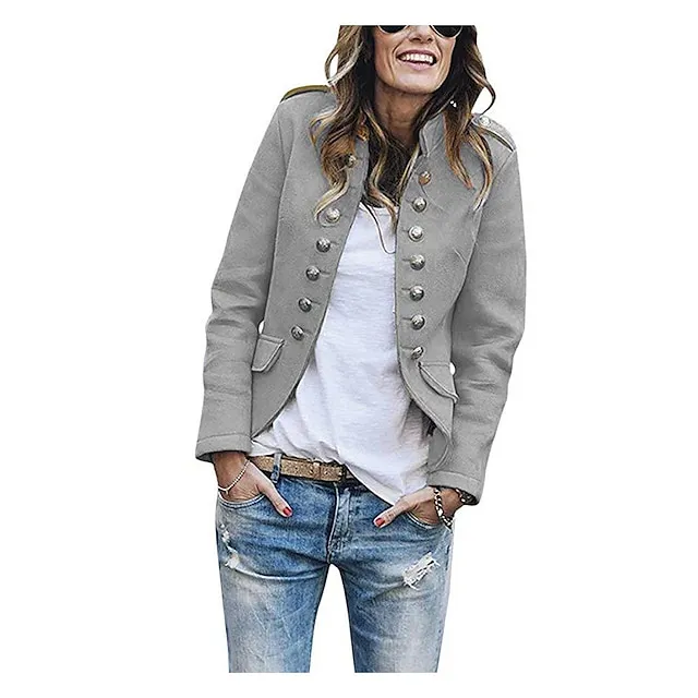 Women's Jacket Solid Color Modern Style Chic & Modern Long Sleeve Coat Fall Spring &  Fall Shopping Regular Jacket Black