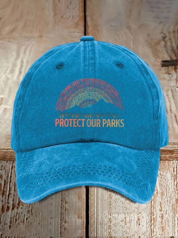 Protect Our Parks Word Art Comfort Colors Baseball Caps