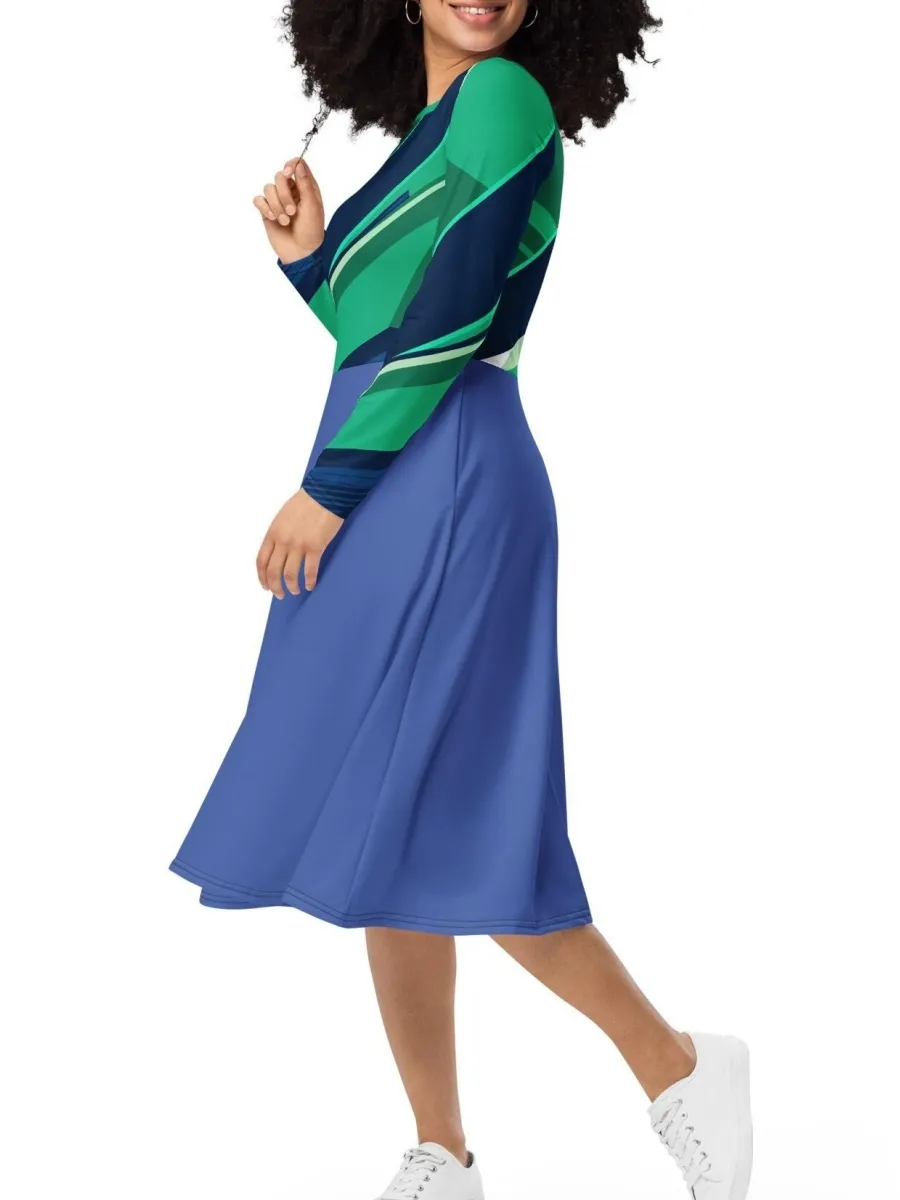 Contrast Color Geometric Dress