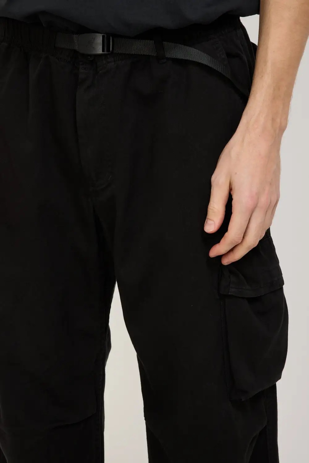 Black Straight-Leg Cargo Trousers