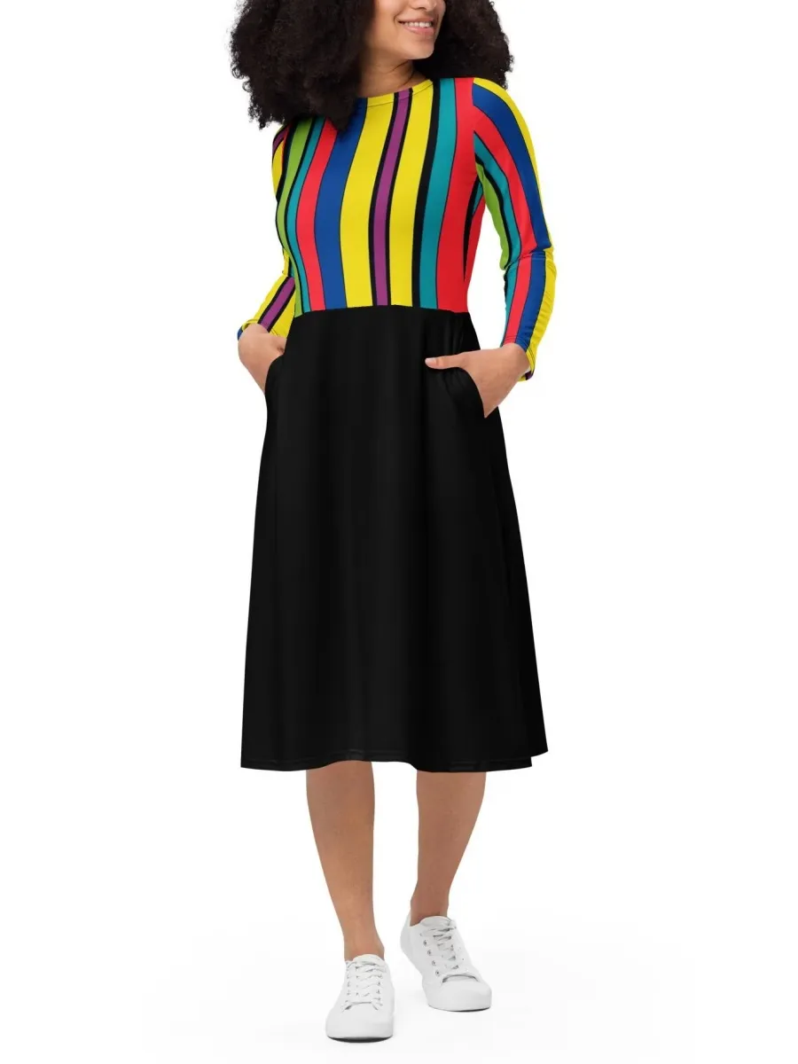 Bold Vertical Stripe Dress