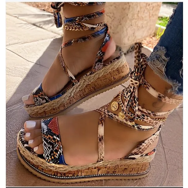 Women's Sandals Comfort Shoes Platform Sandals Outdoor Daily Walking Summer Platform Open Toe Sexy Casual PU Leather Microfiber Loafer Color Block Black Green Khaki