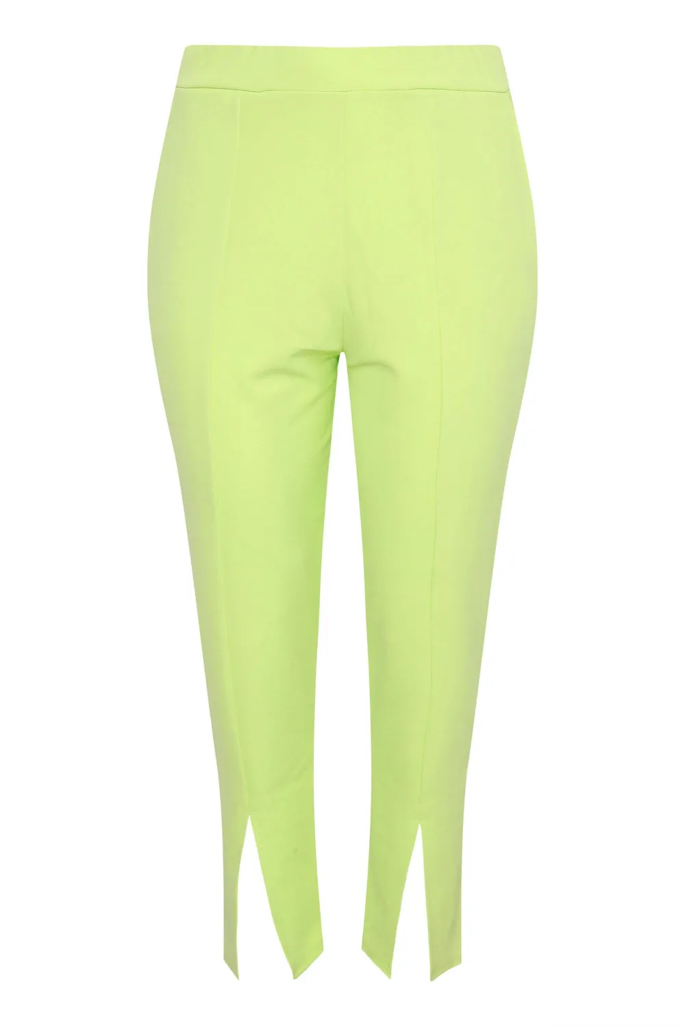 YOURS Curve Lime Green Split Hem Stretch Tapered Trousers