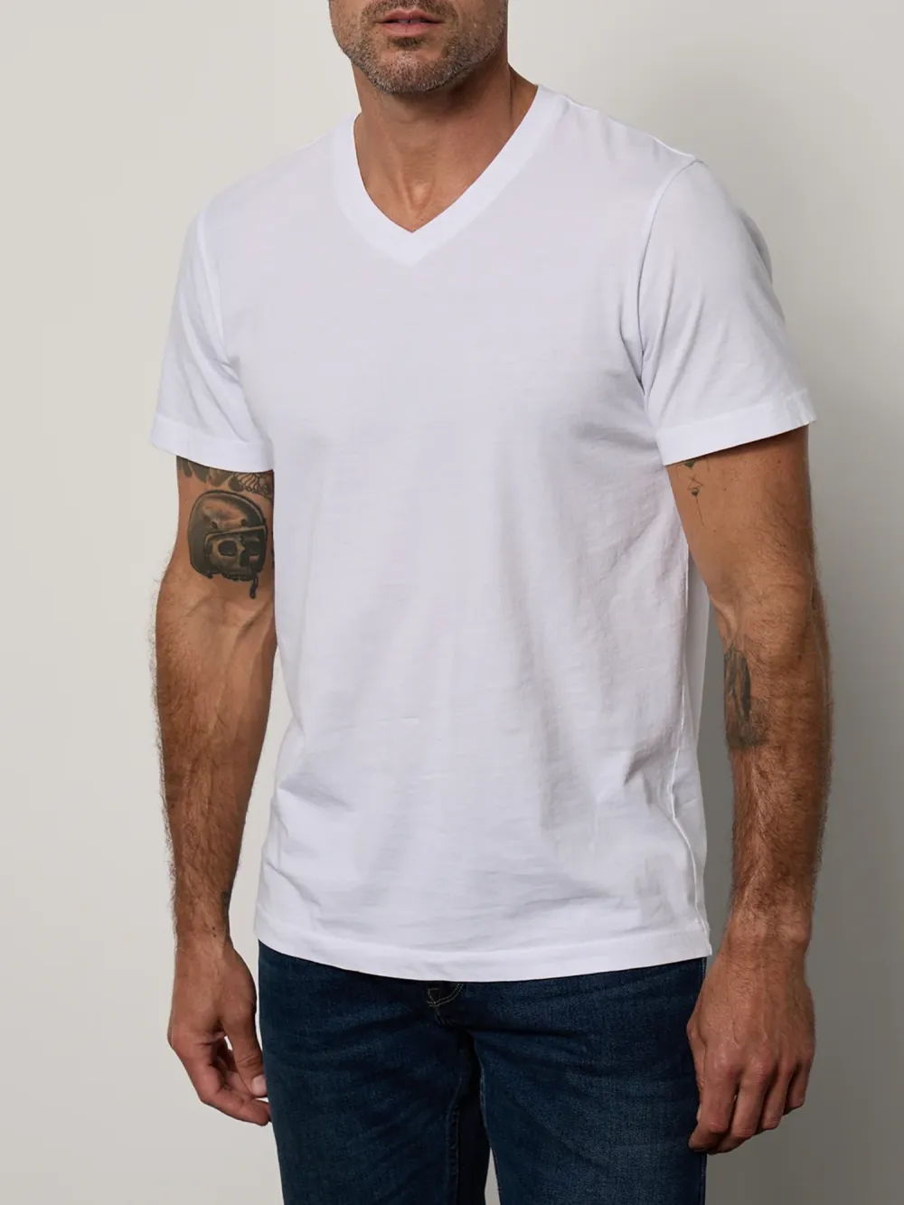 Men's Fashion Cotton V-Neck Solid Short Sleeve T-Shirt