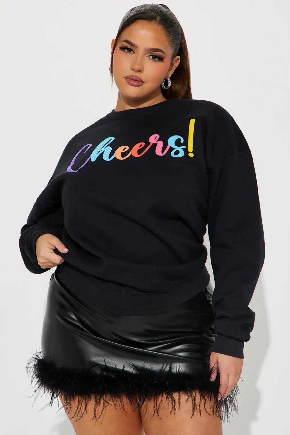 Cheers Puff Print Sweatshirt - Black