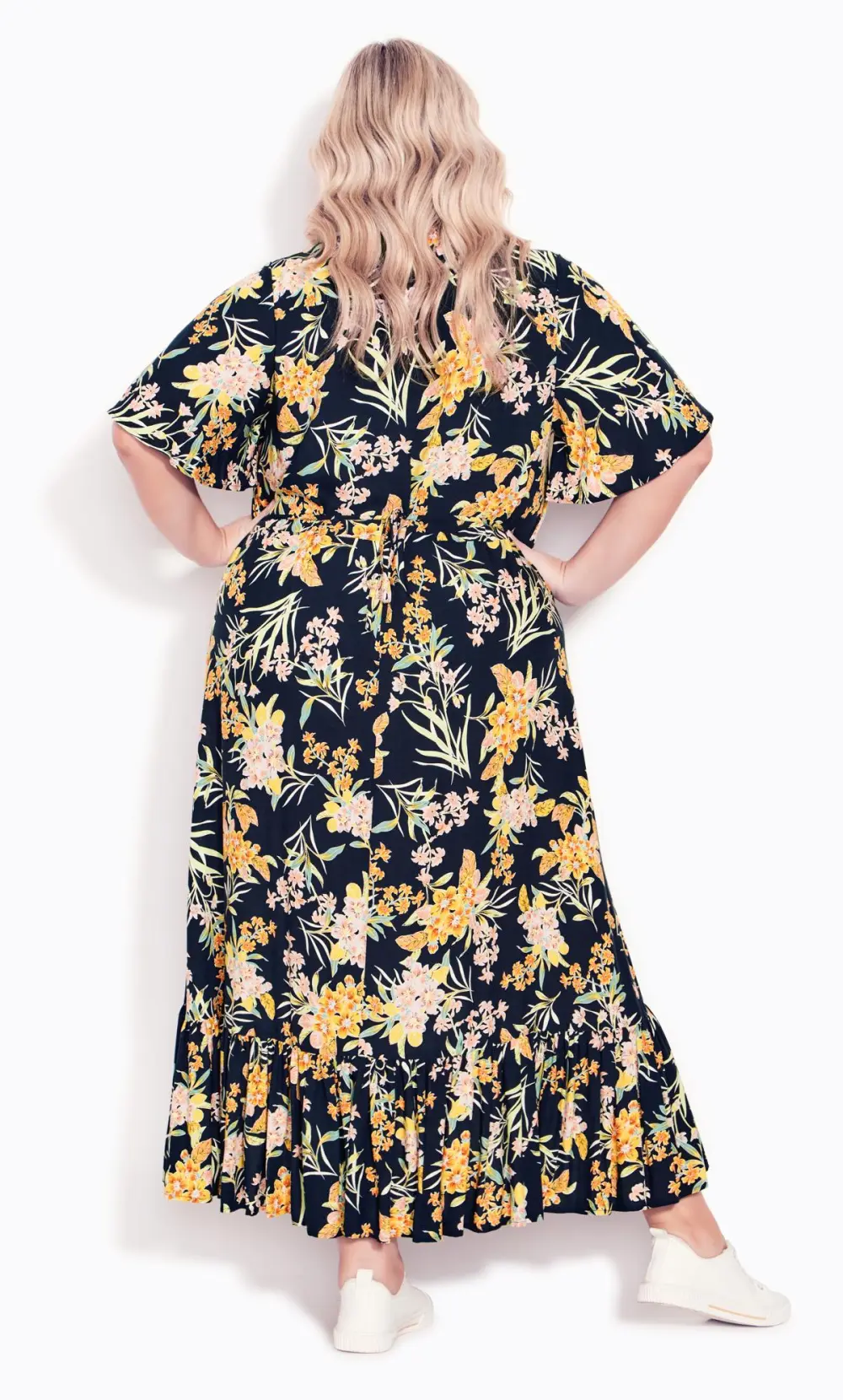 Evans Black Floral Print Button Through Midaxi Dress
