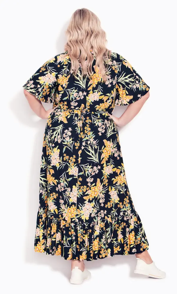 Evans Black Floral Print Button Through Midaxi Dress