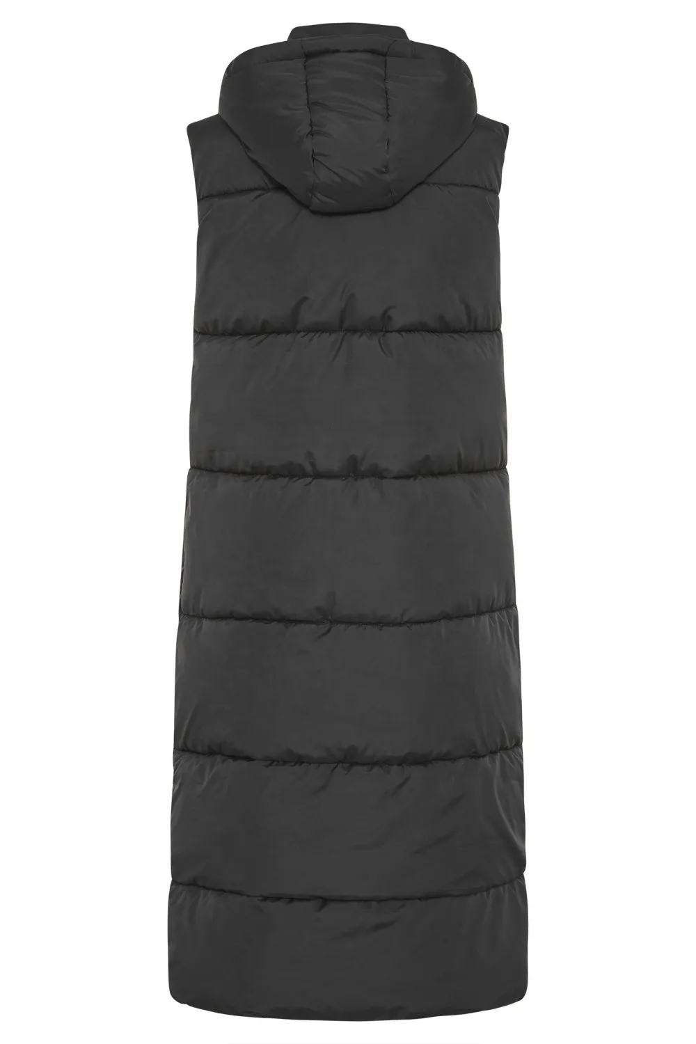 LTS Tall Black Longline Hooded Puffer Gilet
