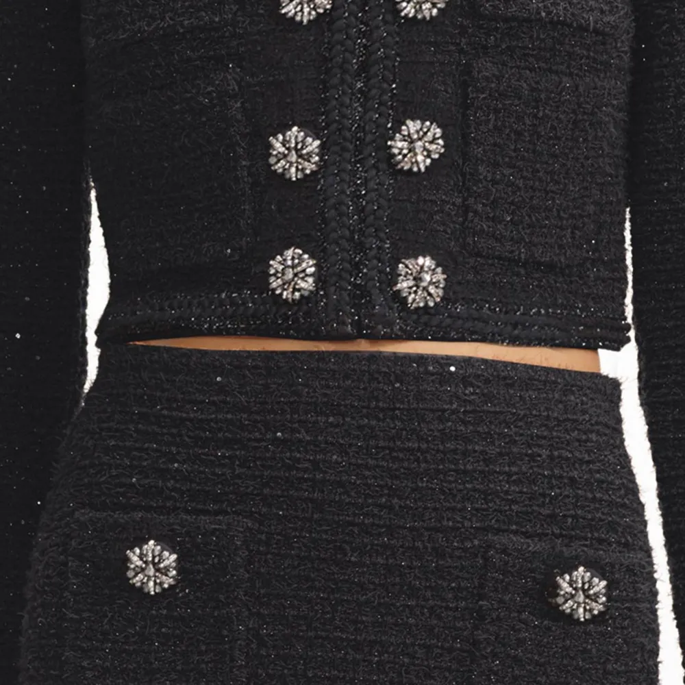 Black Textured Knit Mini Skirt