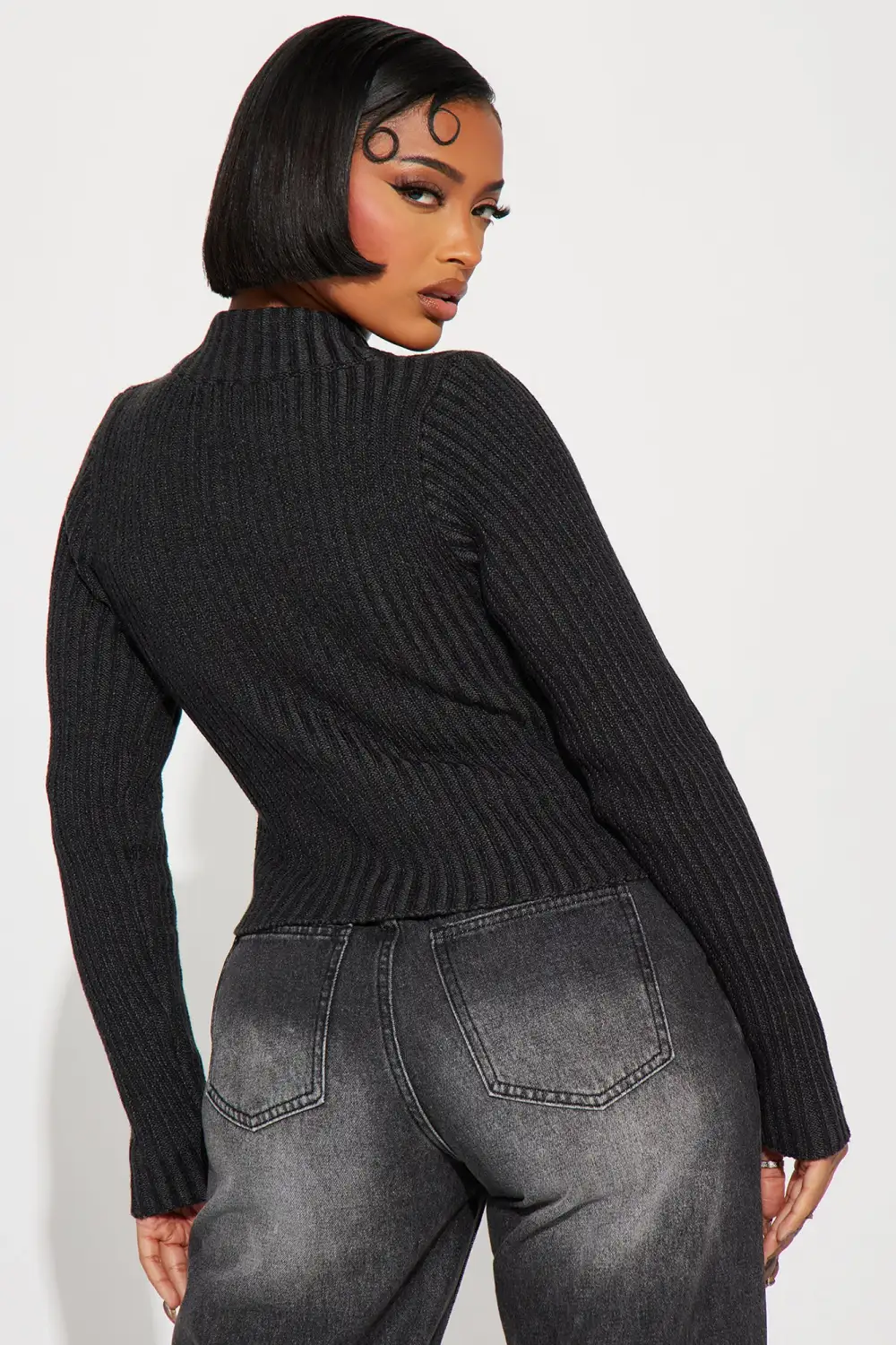 Streets Talking Washed Cardigan - Charcoal