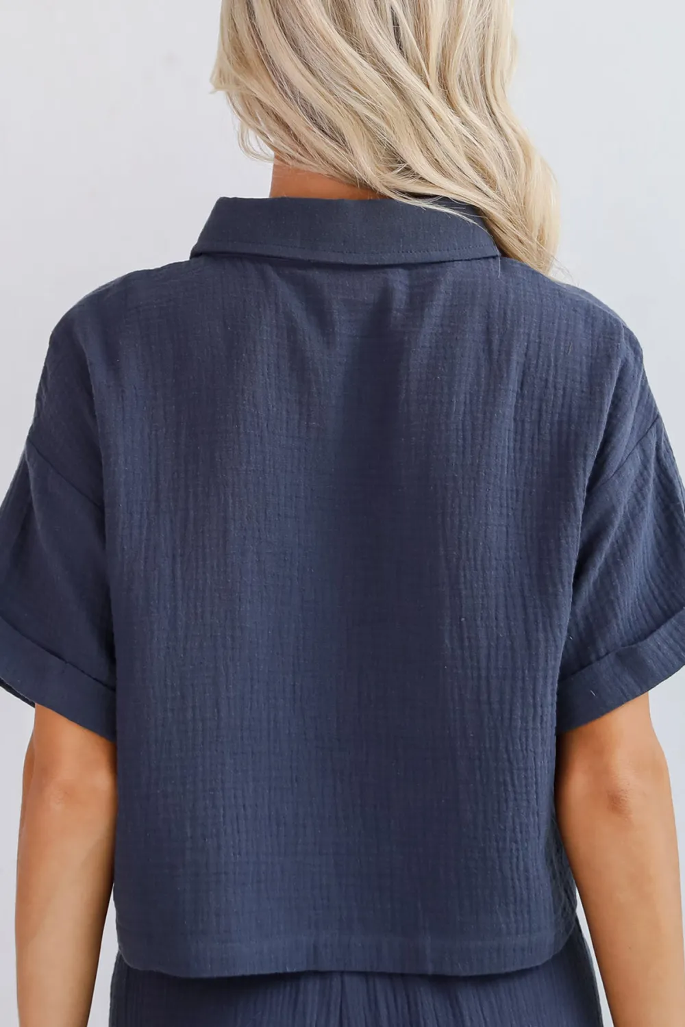 Too Perfect Charcoal Linen Blouse