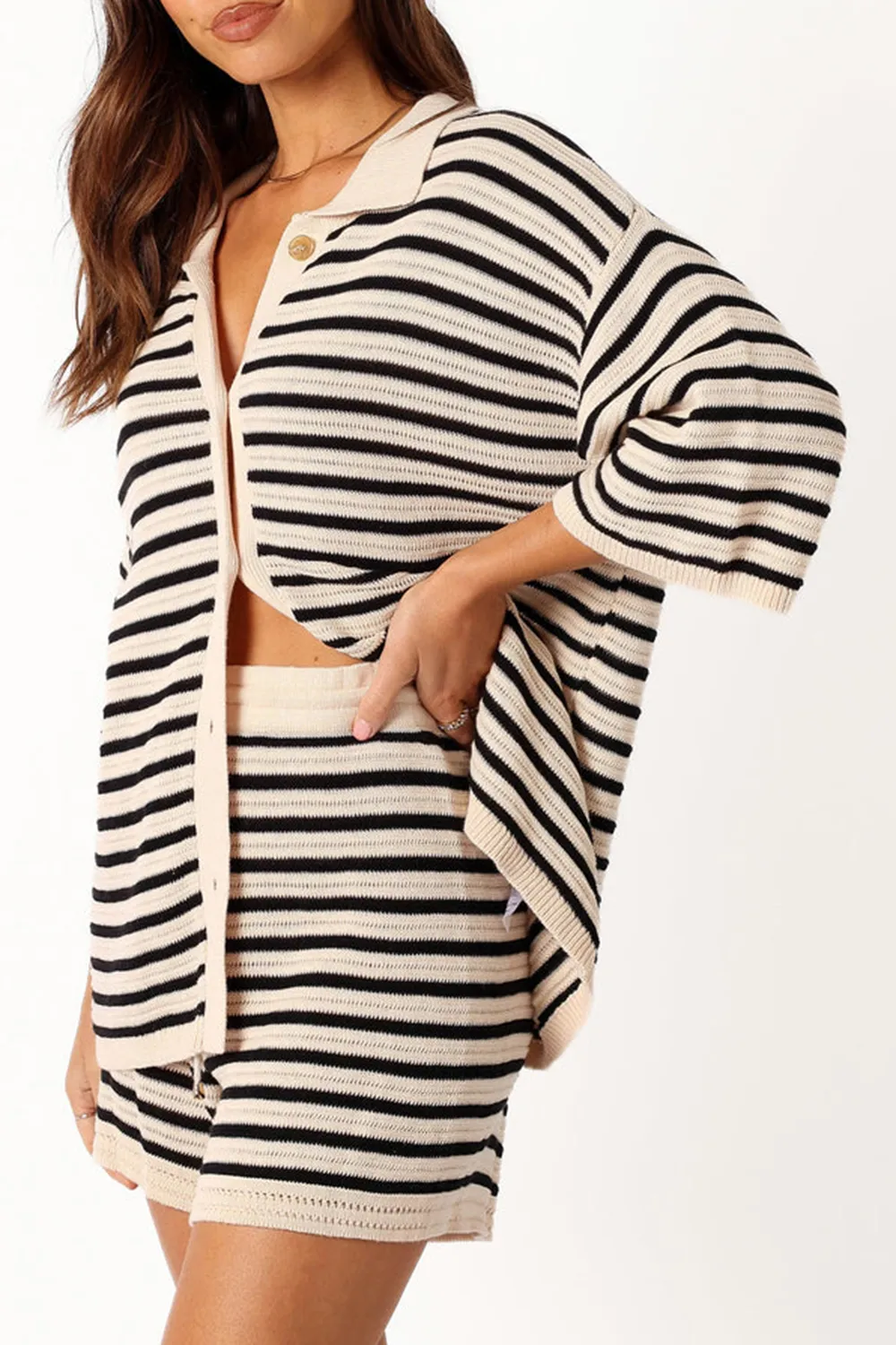 SAND WHITE KNIT SHIRT