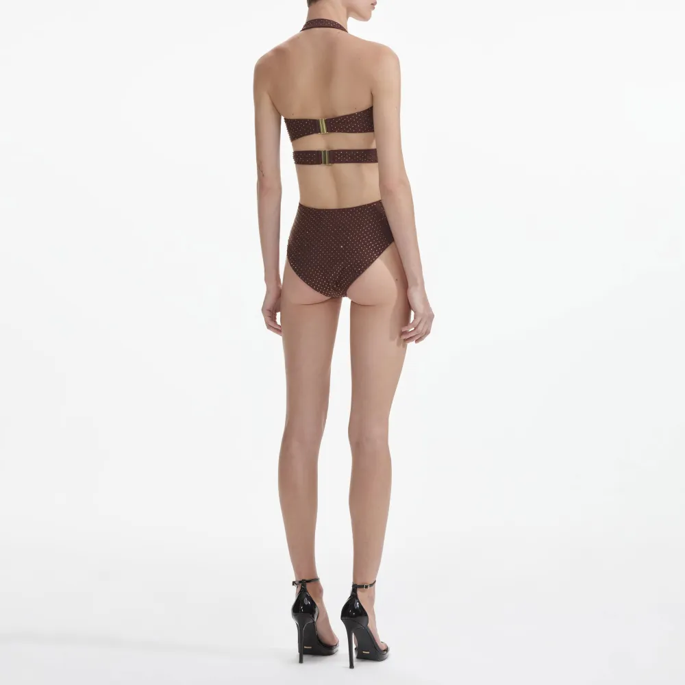 Brown Rhinestone Swimsuit