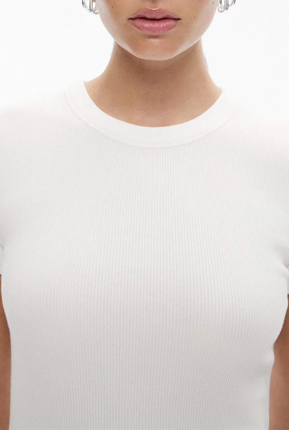 Knitted Ribbed Round-Neck T-Shirt