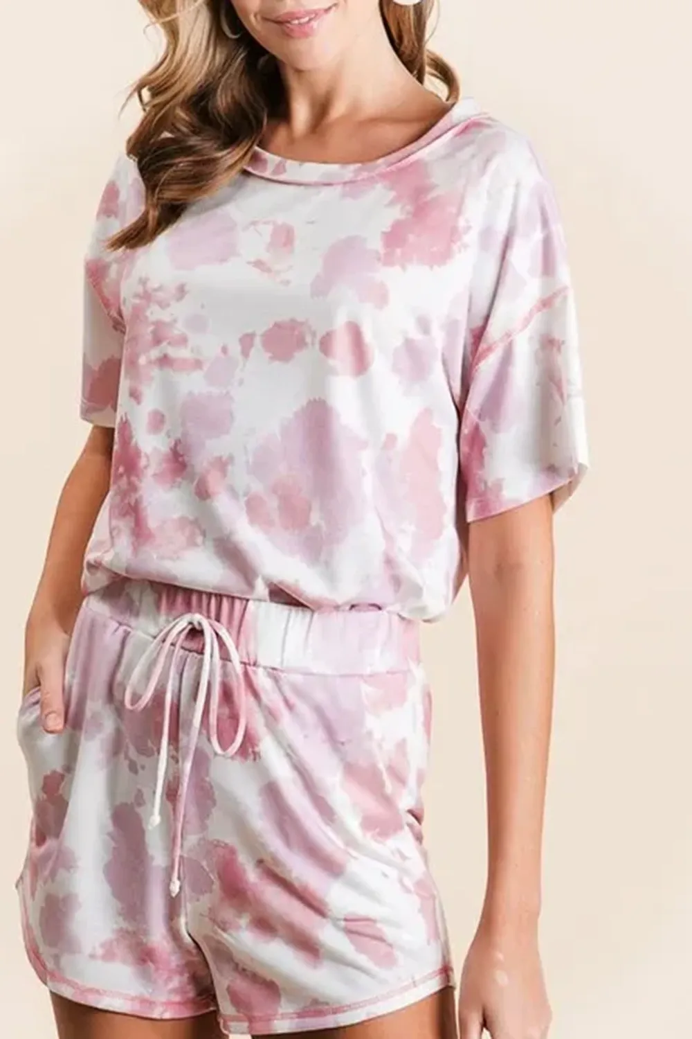 Art Tie-Dyeing Pink Hight Waist Shorts