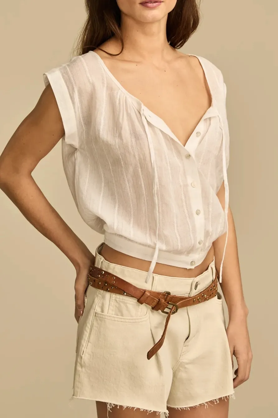 Bright White Sleeveless Buttondown Blouse