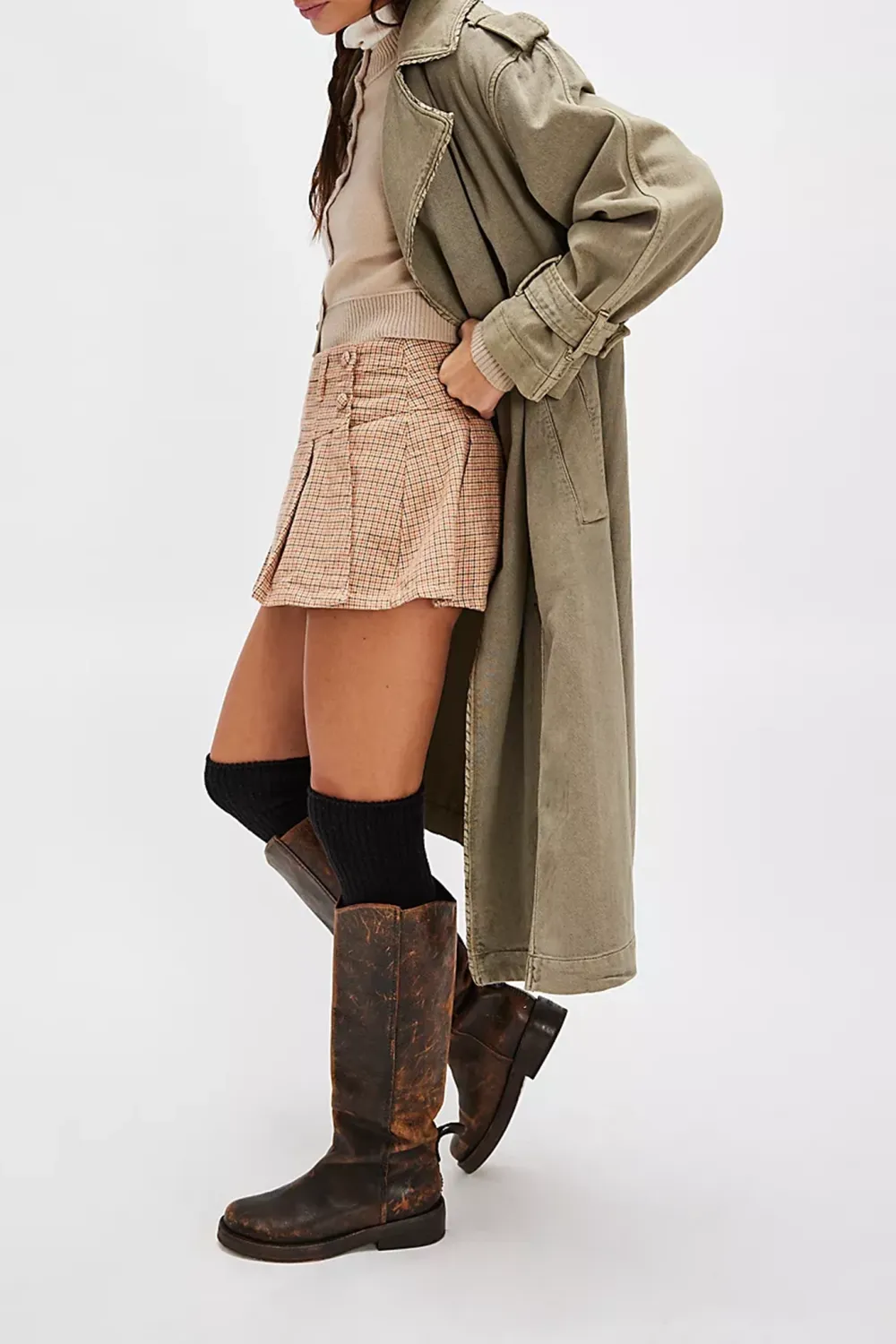 Houndstooth Asymmetric Mini Skirt