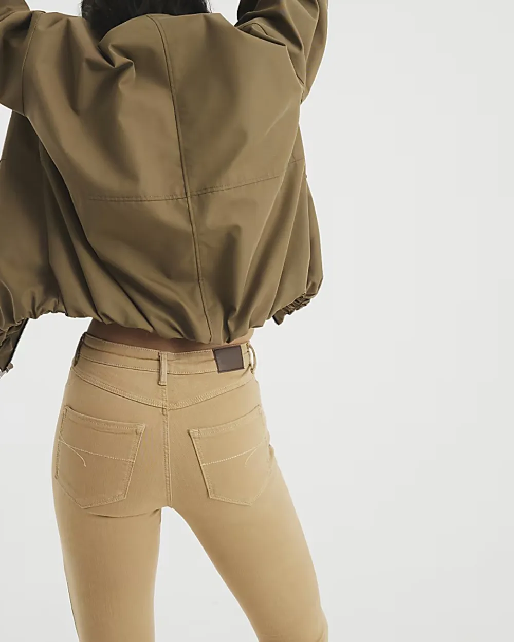 Light Brown Women's Slim Fit Cotton Jeans