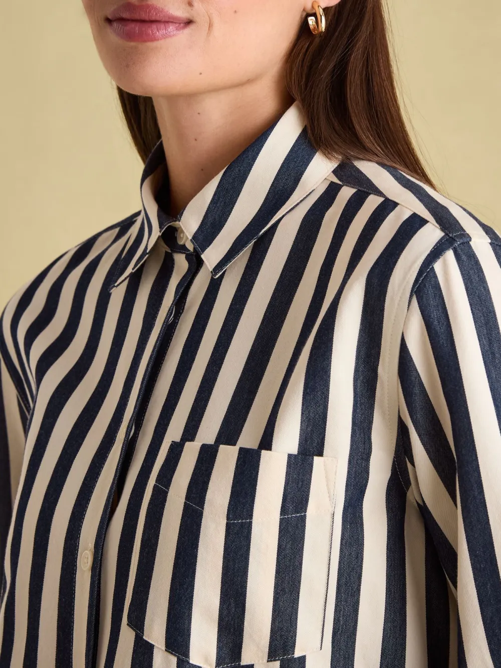 Casual Style Navy & Cream Stripe Shirt