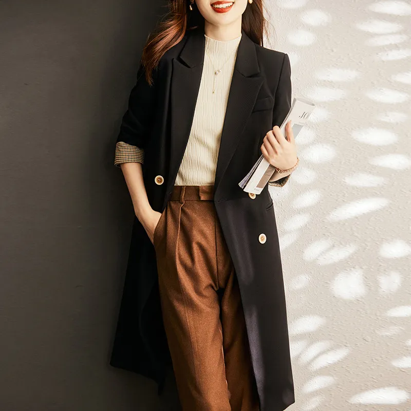 High-quality blue suit windbreaker coat