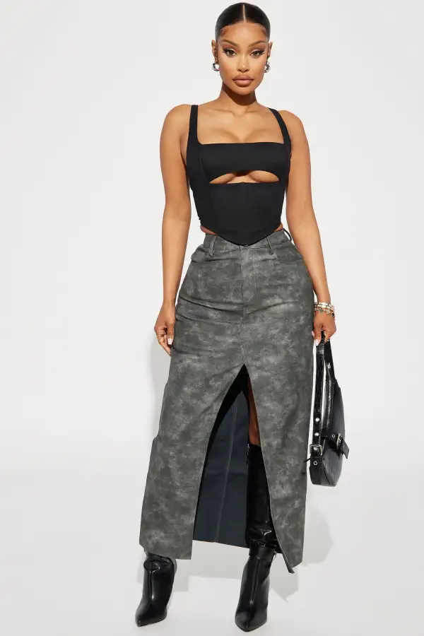 Peek A Boo Corset Top - Black