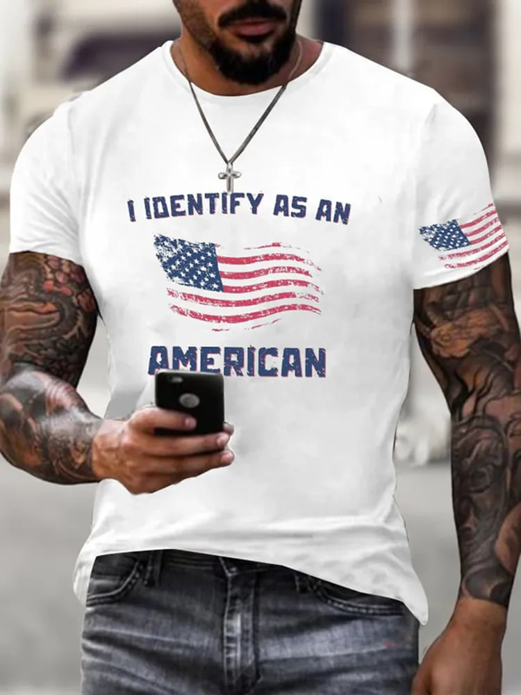 Men'S Shirt I Identify As An American Short-Sleeved T-Shirt