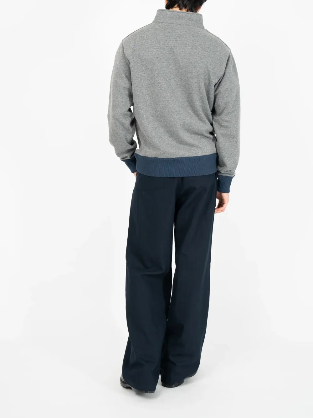 Navy Casual Style Half Zip Sweatshirt